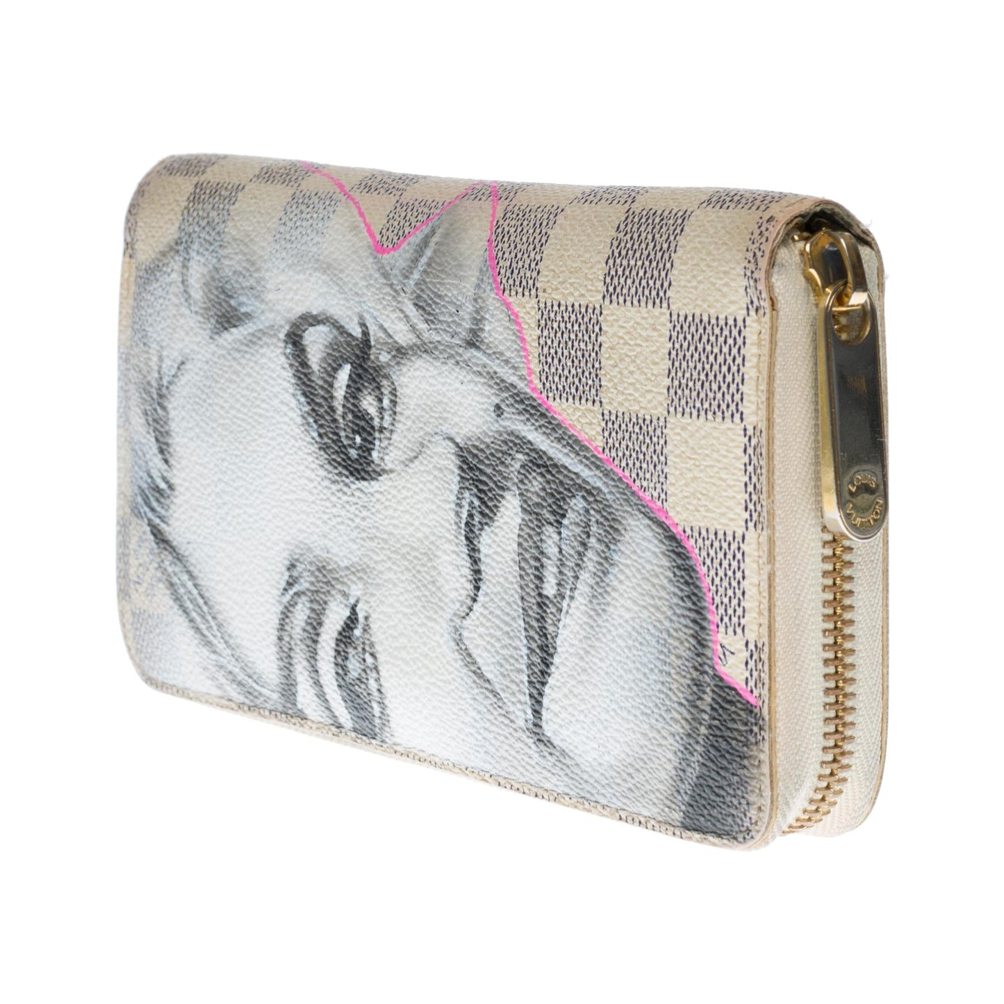 Louis Vuitton  Customized "Marilyn Monroe" Zippy wallet in damier azur canvas