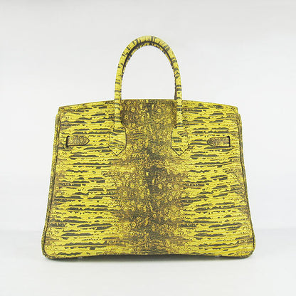 Hermes Birkin 30cm Lizard Pattern Handbag 6088 Yellow/Silver