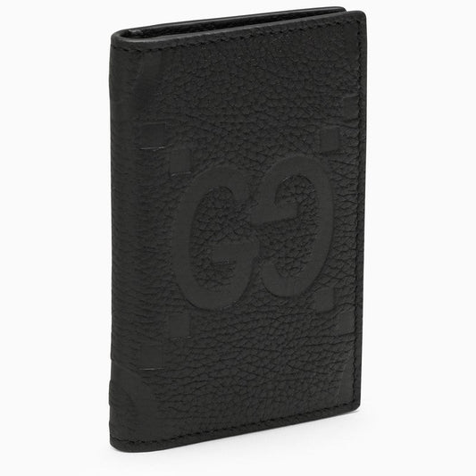 Gucci Black Vertical Wallet In Jumbo Gg Men