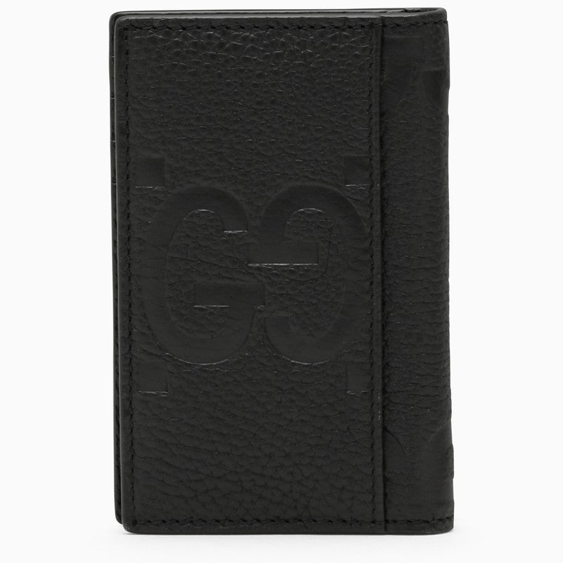 Gucci Black Vertical Wallet In Jumbo Gg Men