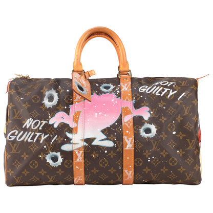 Louis Vuitton  Travel Bag 45 Monogram customized "Fucking Taz" by PatBo