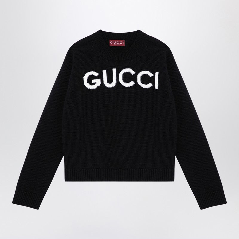 Gucci Black Jumper With Logo Inlay Women