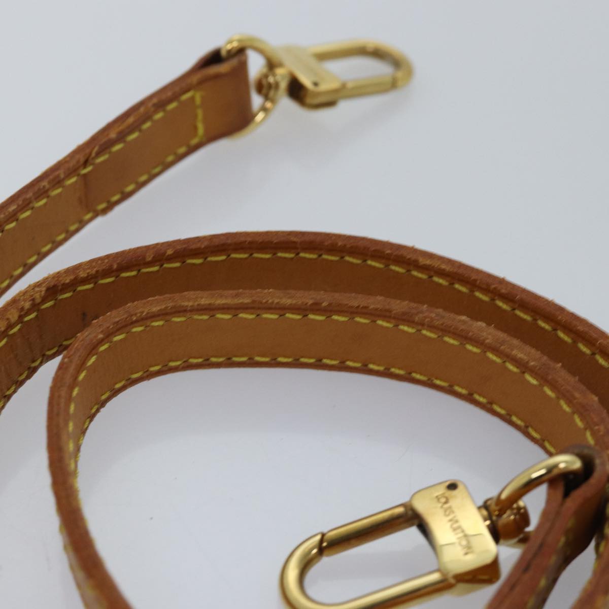 LOUIS VUITTON Shoulder Strap Leather 35.8"" Beige LV Auth 77044