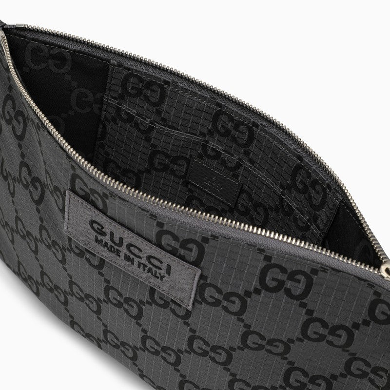 Gucci Dark Grey And Black Pouch With Gg Motif Men