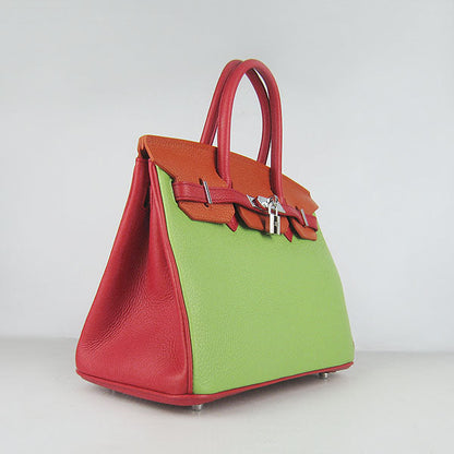 Hermes Birkin 30cm Togo Leather Handbags Red/Orange/Green Silver