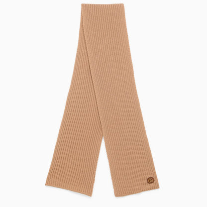 Gucci Camel-Coloured Cashmere Scarf With Logo Women