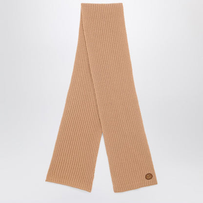 Gucci Camel-Coloured Cashmere Scarf With Logo Women