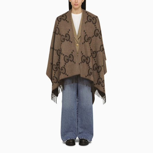 Gucci Beige/Brown Reversible Jumbo Cashmere Cape Women