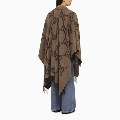 Gucci Beige/Brown Reversible Jumbo Cashmere Cape Women