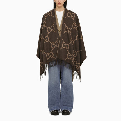 Gucci Beige/Brown Reversible Jumbo Cashmere Cape Women