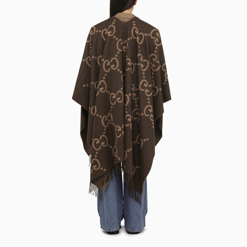 Gucci Beige/Brown Reversible Jumbo Cashmere Cape Women