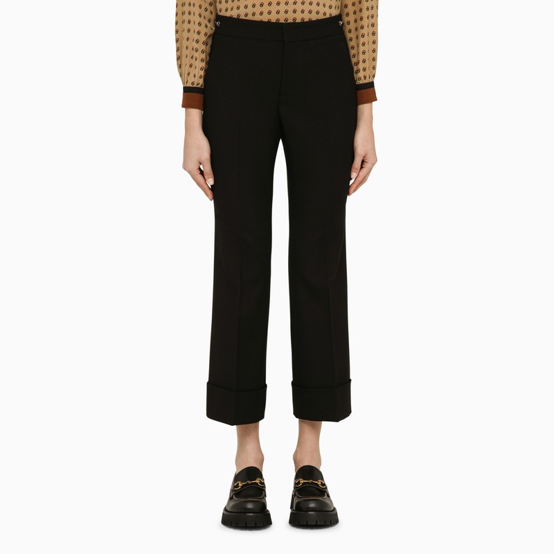 Gucci Black Wool Cropped Trousers Women