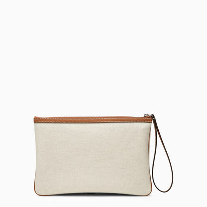 Gucci Beige Canvas Logo Pouch Women