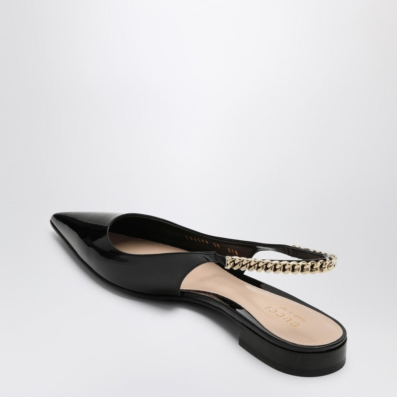 Gucci Ballerina Signorina Black Patent Leather Women