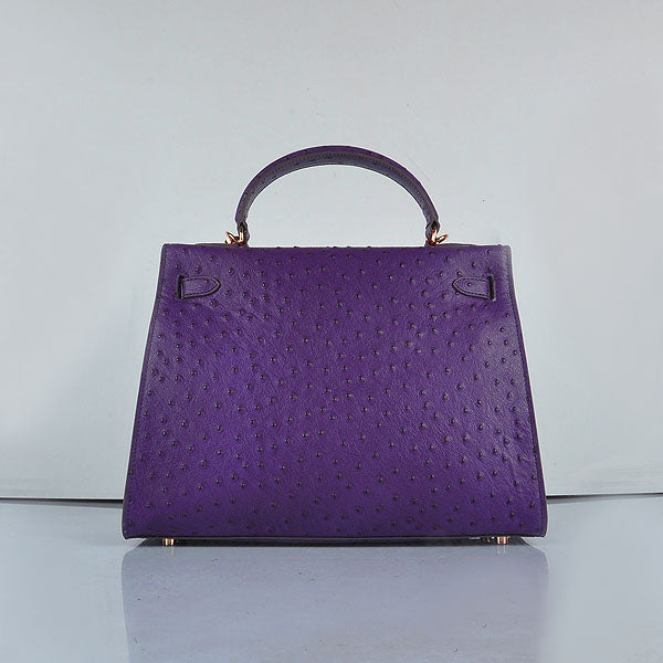 Hermes Kelly 32cm Ostrich Vein 6108 Purple Golden