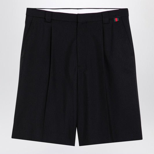 Gucci Black Wool-Blend Bermuda Shorts With Web Detail Men