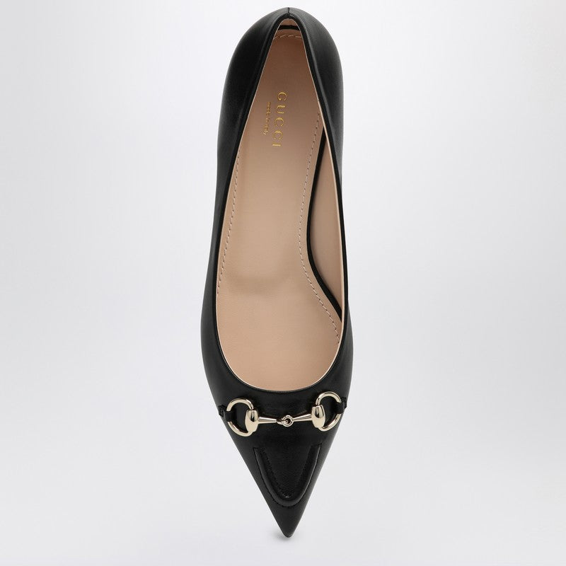 Gucci Black Leather Ballerina With Horsebit Women