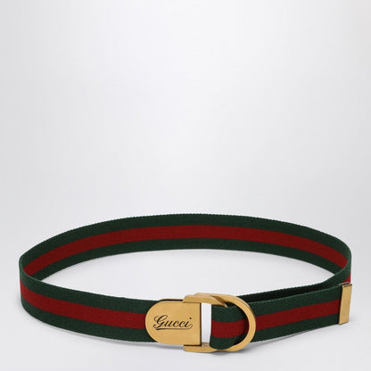 Gucci Belt With Web Motif And Logo Buckle Men