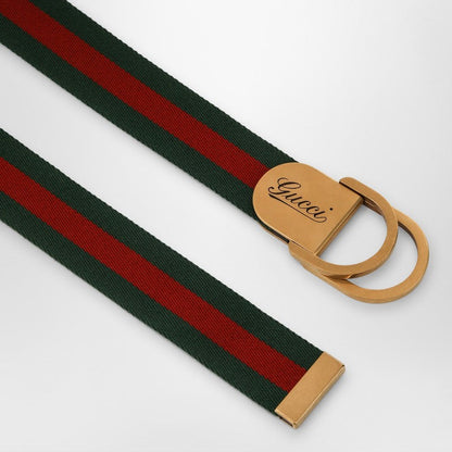 Gucci Belt With Web Motif And Logo Buckle Men