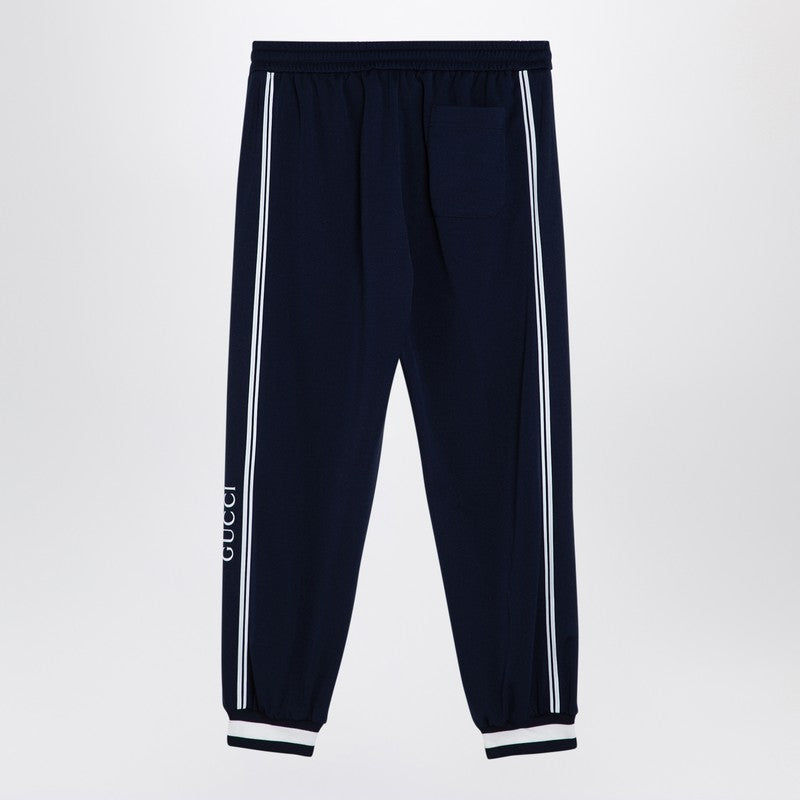 Gucci Dark Blue Jogging Trousers In Technical Jersey. Men