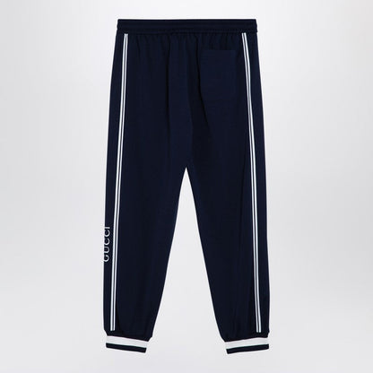 Gucci Dark Blue Jogging Trousers In Technical Jersey. Men