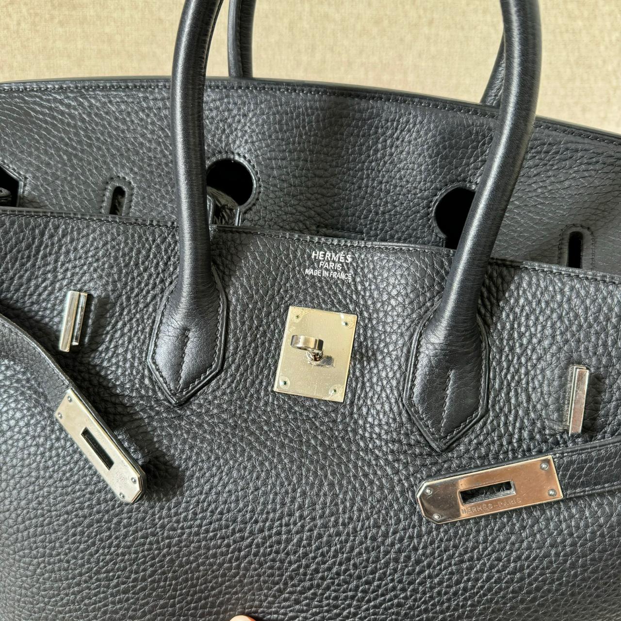 Hermes Birkin 35 B35 Clemence Black PHW handbag