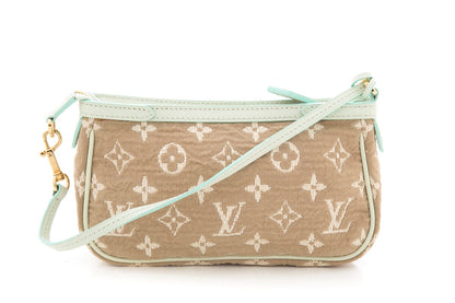 Louis Vuitton 2010 Blue & Beige Monogram Pochette