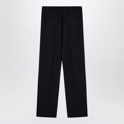 Gucci Dark Blue Gg Jacquard Trousers Men