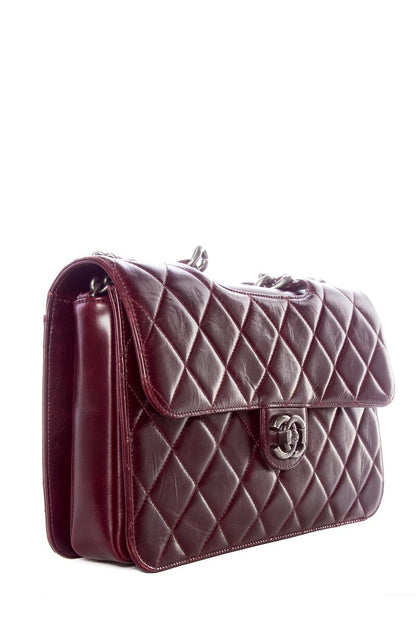 Chanel Perfect Edge Flap Burgundy with Silver Hardware HandBag