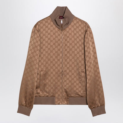 Gucci Camel-Coloured Gg Viscose Jacquard Bomber Jacket Women