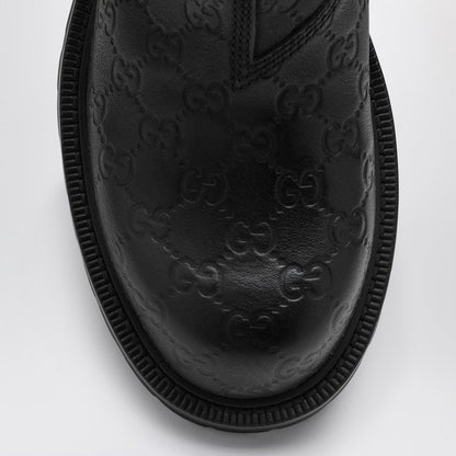 Gucci Black Leather Ankle Boot With Web Detail Men