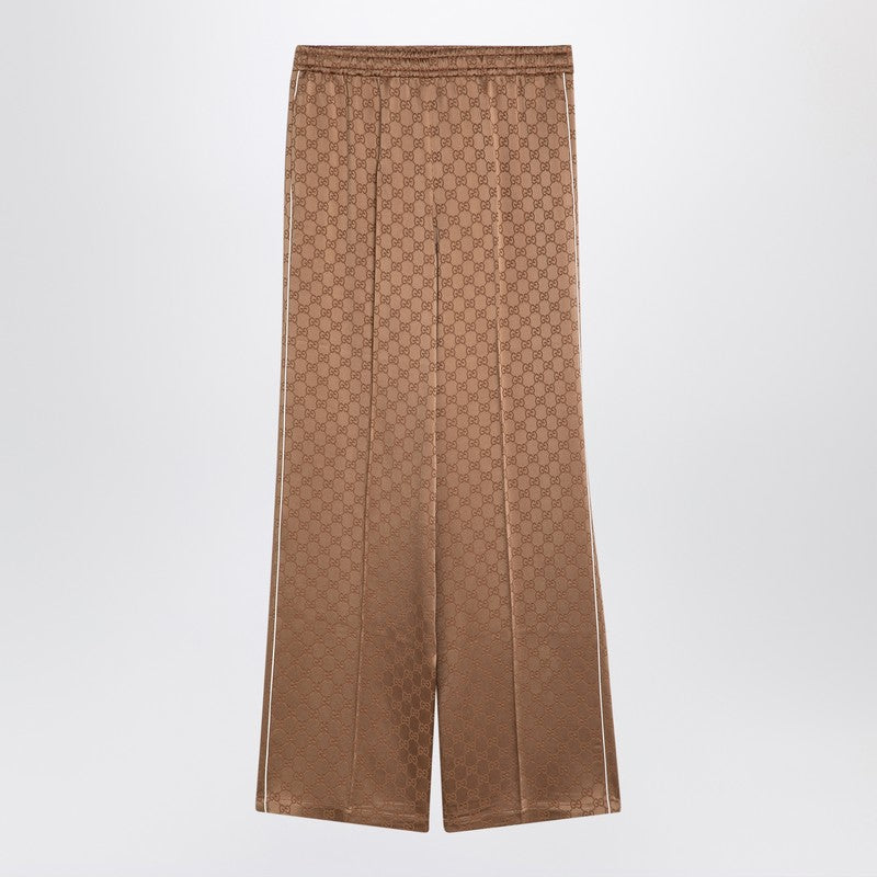 Gucci Camel-Coloured Gg Viscose Jacquard Trousers Women