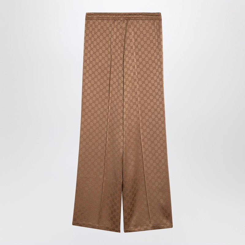 Gucci Camel-Coloured Gg Viscose Jacquard Trousers Women