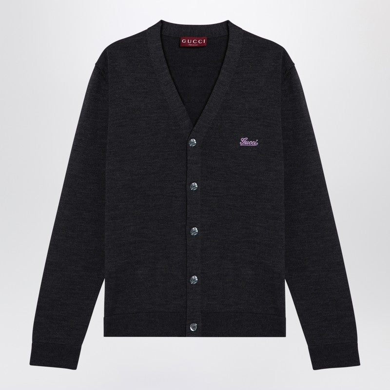 Gucci Dark Grey Wool Cardigan Men