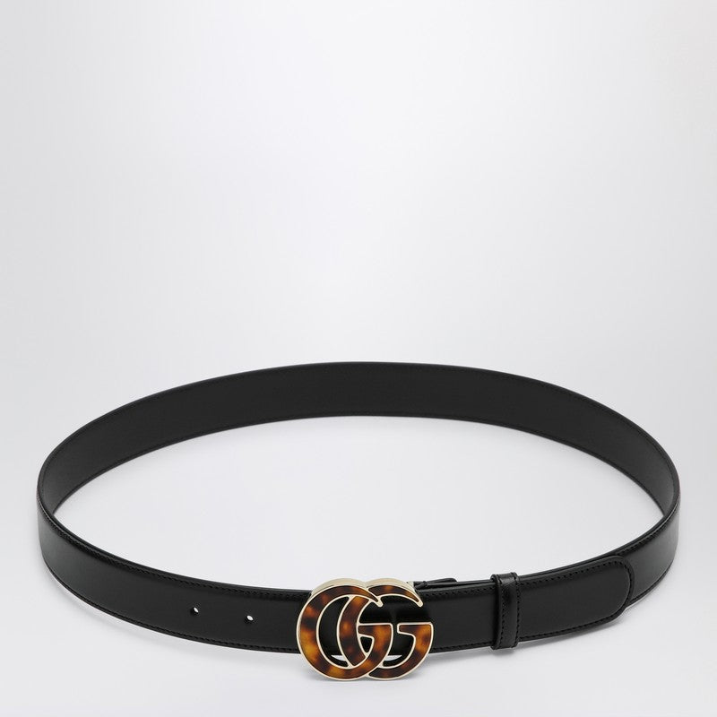 Gucci Black Belt With Tortoiseshell Gg Women