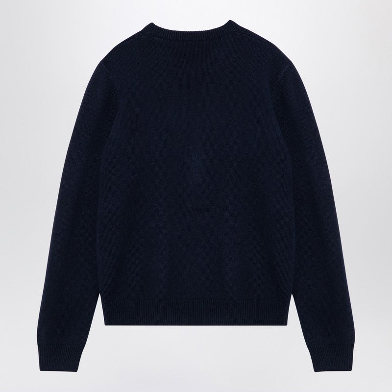 Gucci Blue Wool Jumper With Logo Inlay Men