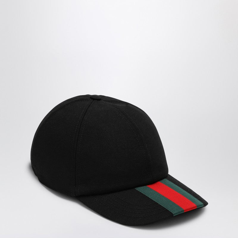 Gucci Black Baseball Cap With Web Detail Men