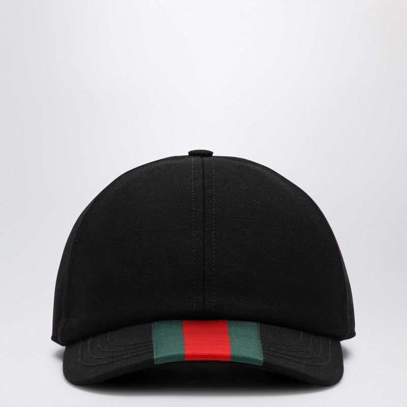 Gucci Black Baseball Cap With Web Detail Men