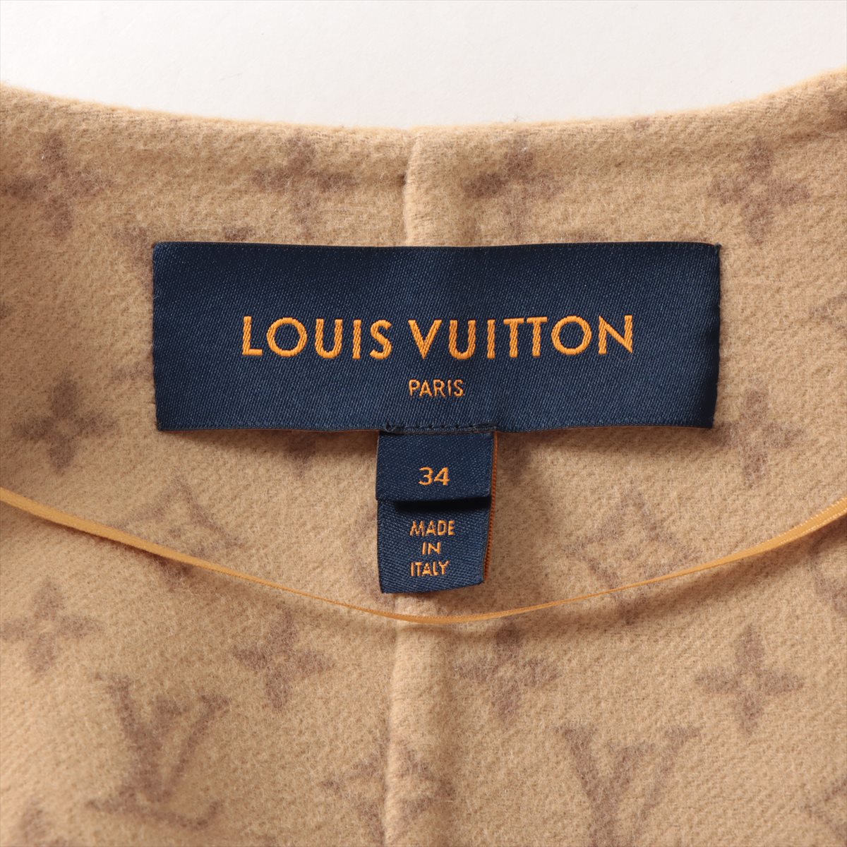 Louis Vuitton 22AW Wool Short Coat 34  Beige RW222W Monogram