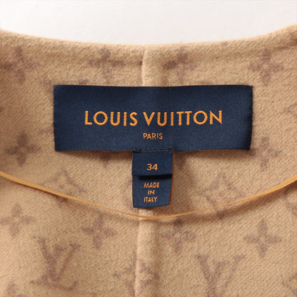 Louis Vuitton 22AW Wool Short Coat 34  Beige RW222W Monogram Hairy Stitched