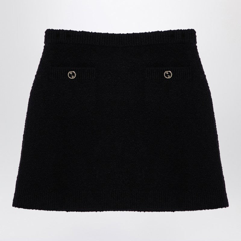 Gucci Black Bouclé Wool Mini Skirt Women