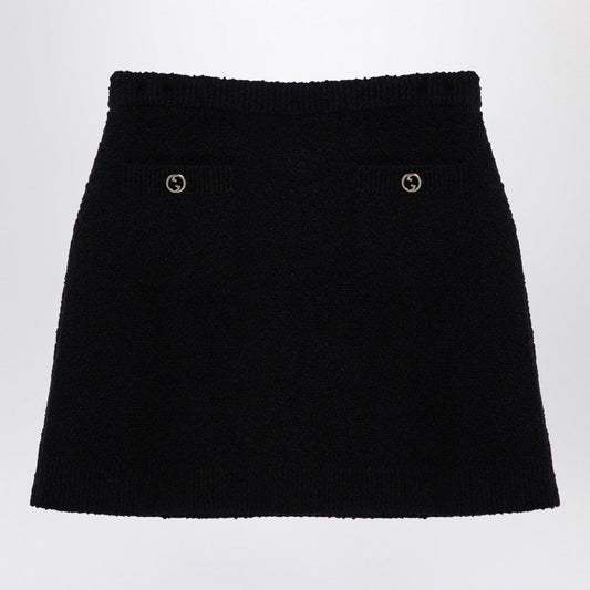 Gucci Black Bouclé Wool Mini Skirt Women