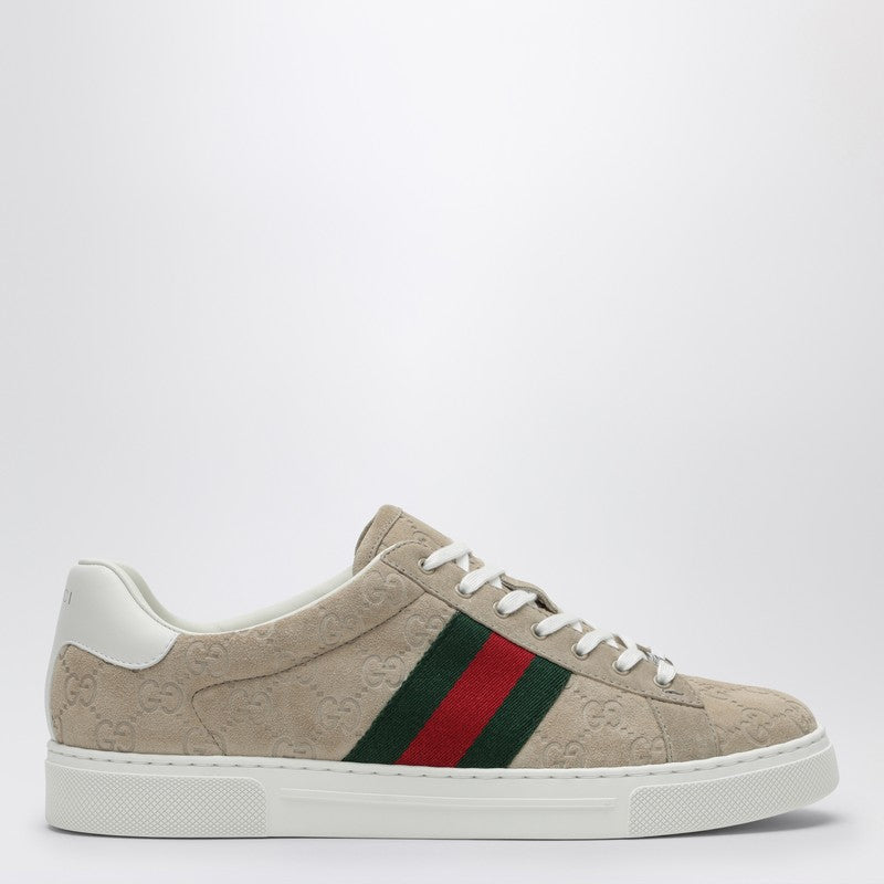 Gucci Beige Suede Ace Low Sneaker Men