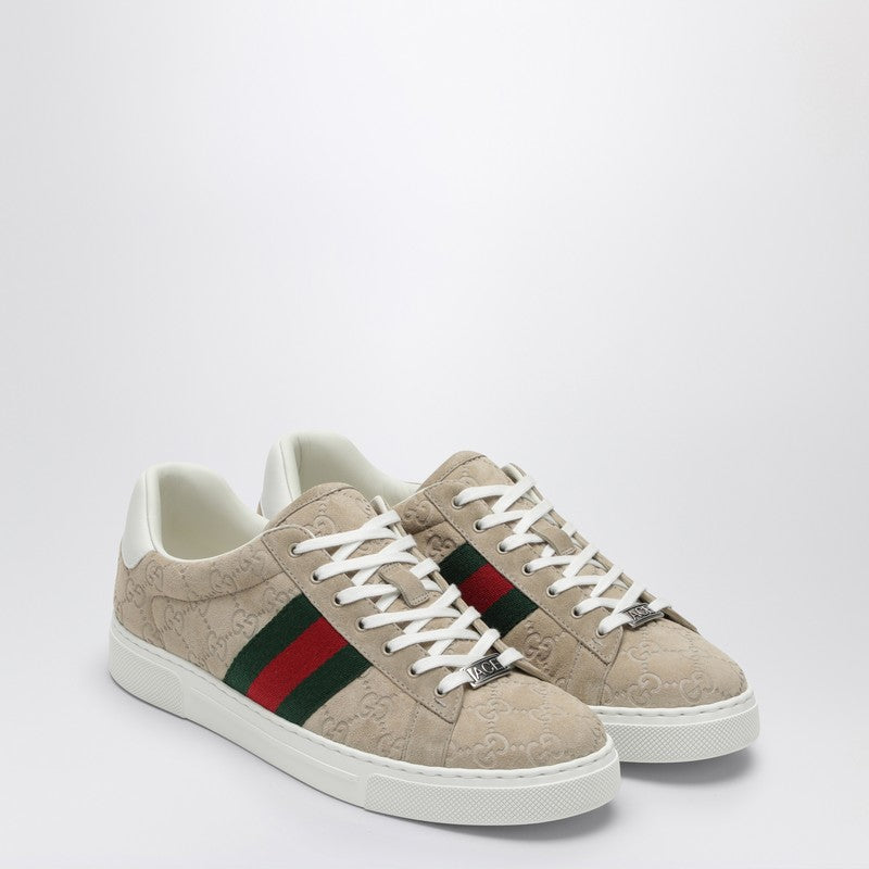 Gucci Beige Suede Ace Low Sneaker Men