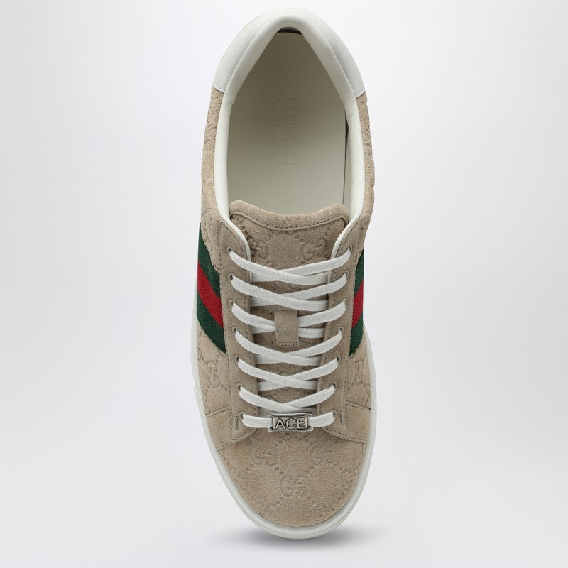 Gucci Beige Suede Ace Low Sneaker Men