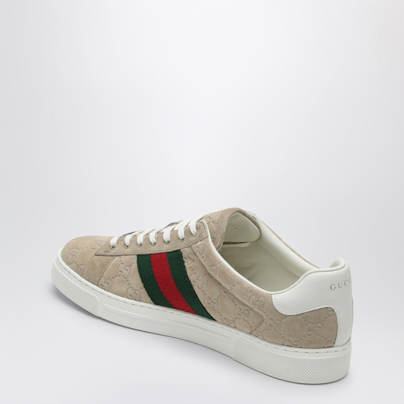 Gucci Beige Suede Ace Low Sneaker Men