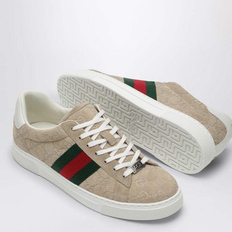 Gucci Beige Suede Ace Low Sneaker Men