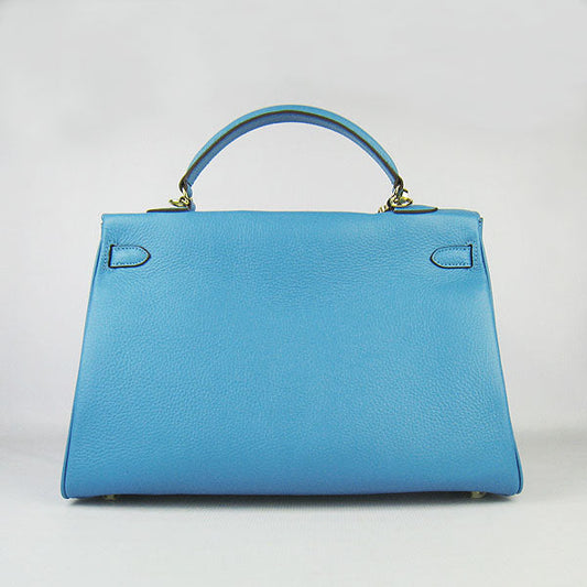 Hermes Kelly 35cm Togo Leather HandBag Light Blue/Golden