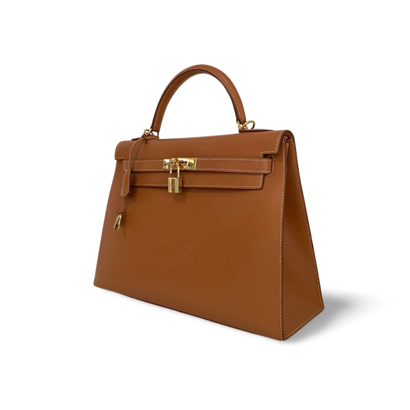 Hermes Kelly Bag 32cm In Gold Box Leather With Gold Hardware