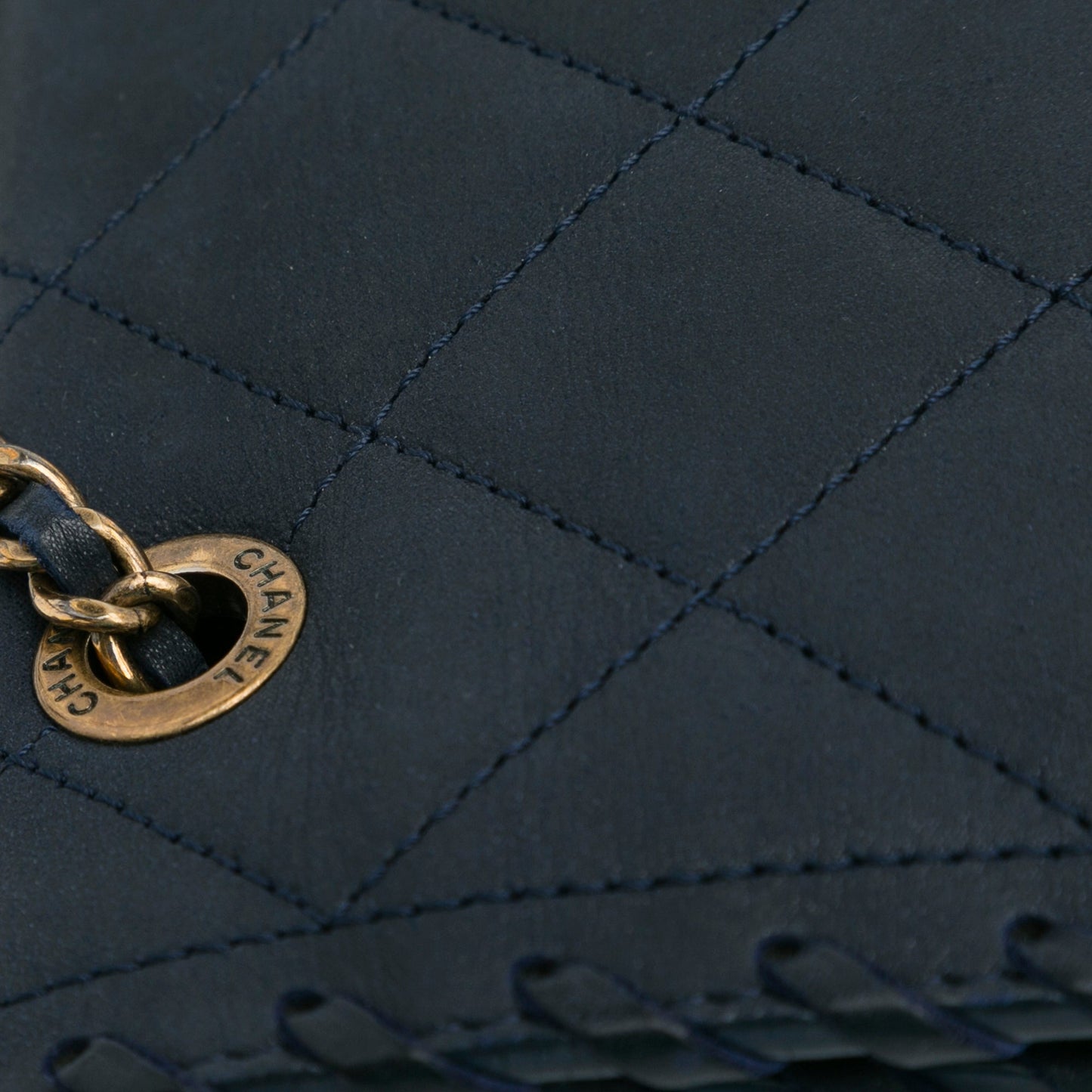 Chanel Happy Stitch Flap Bag Blue Calfskin Gold